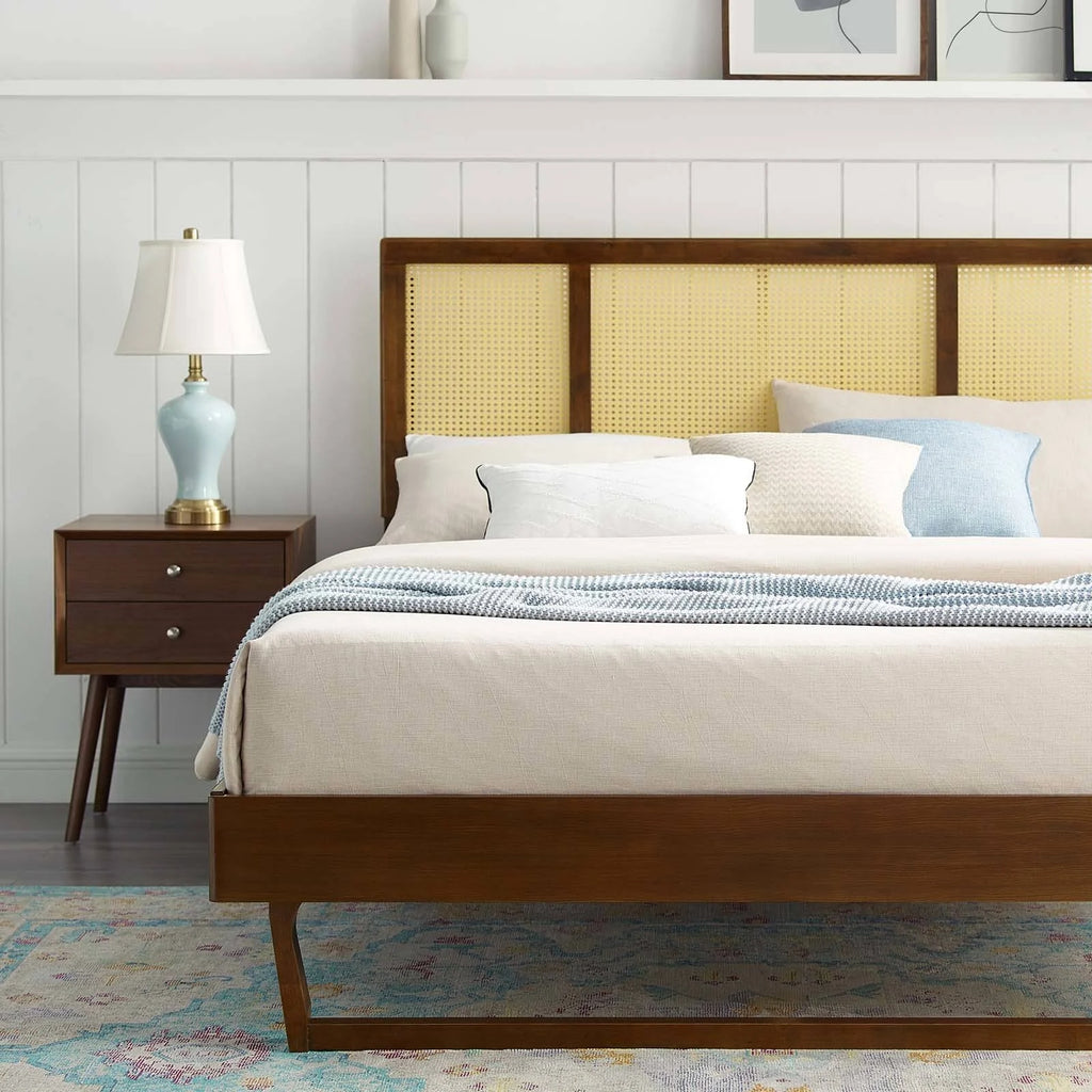 Walnut Full Platform Bed with Angular Legs X229228