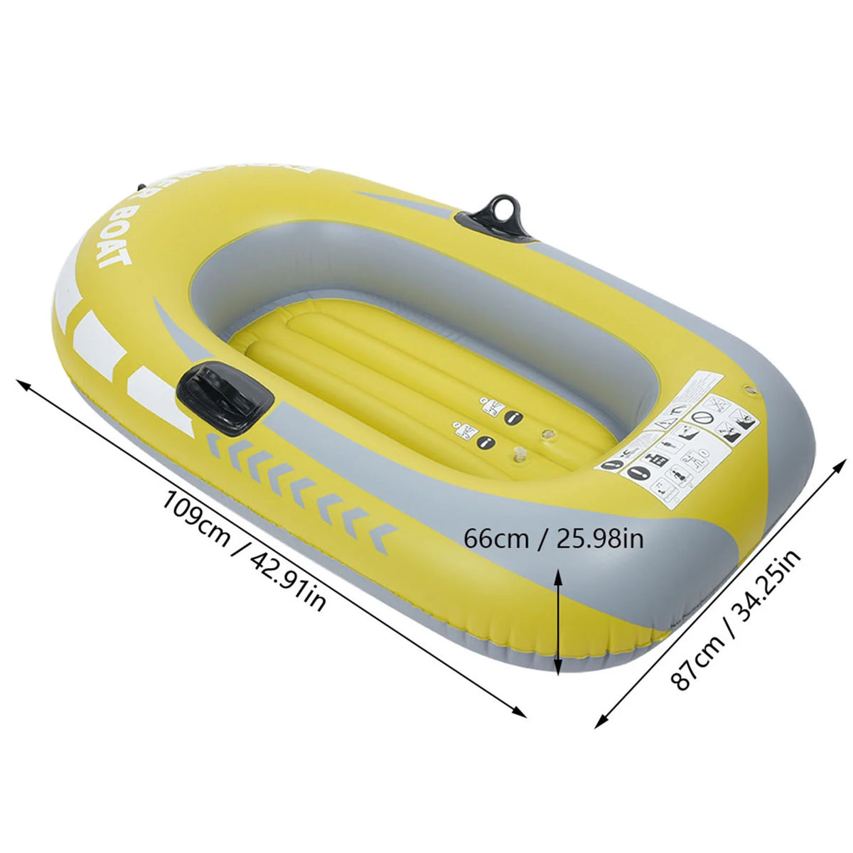 Yellow PVC Inflatable One Person Rowing Air Boat V608