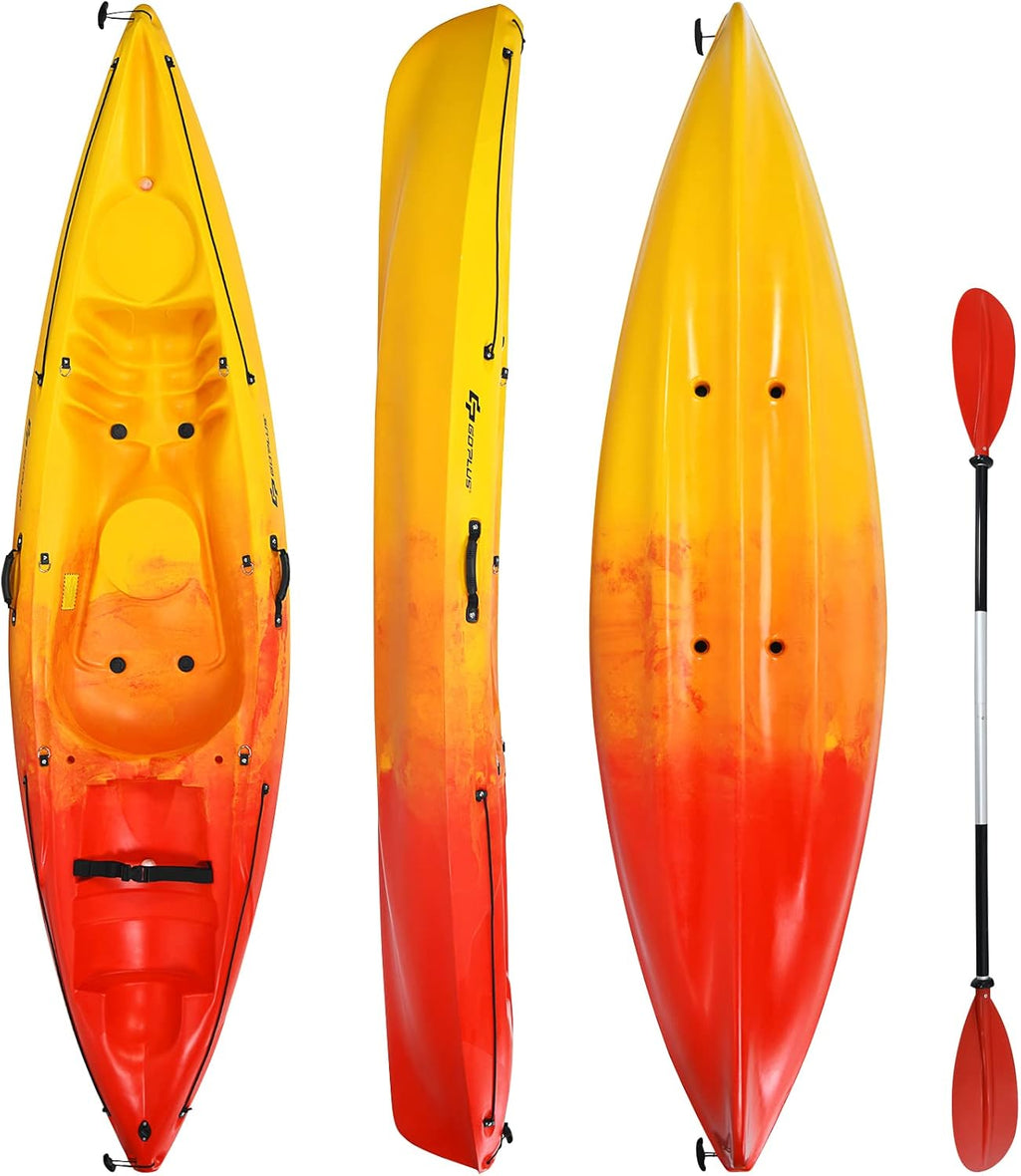 10.2FT Sit-On-Top Fishing Kayak with Aluminum Paddle & Bungee Storage R795