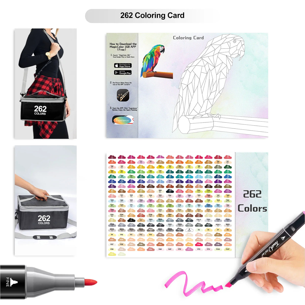 262 Colors Alcohol-Based Markers with Chisel and Fine Tip C708