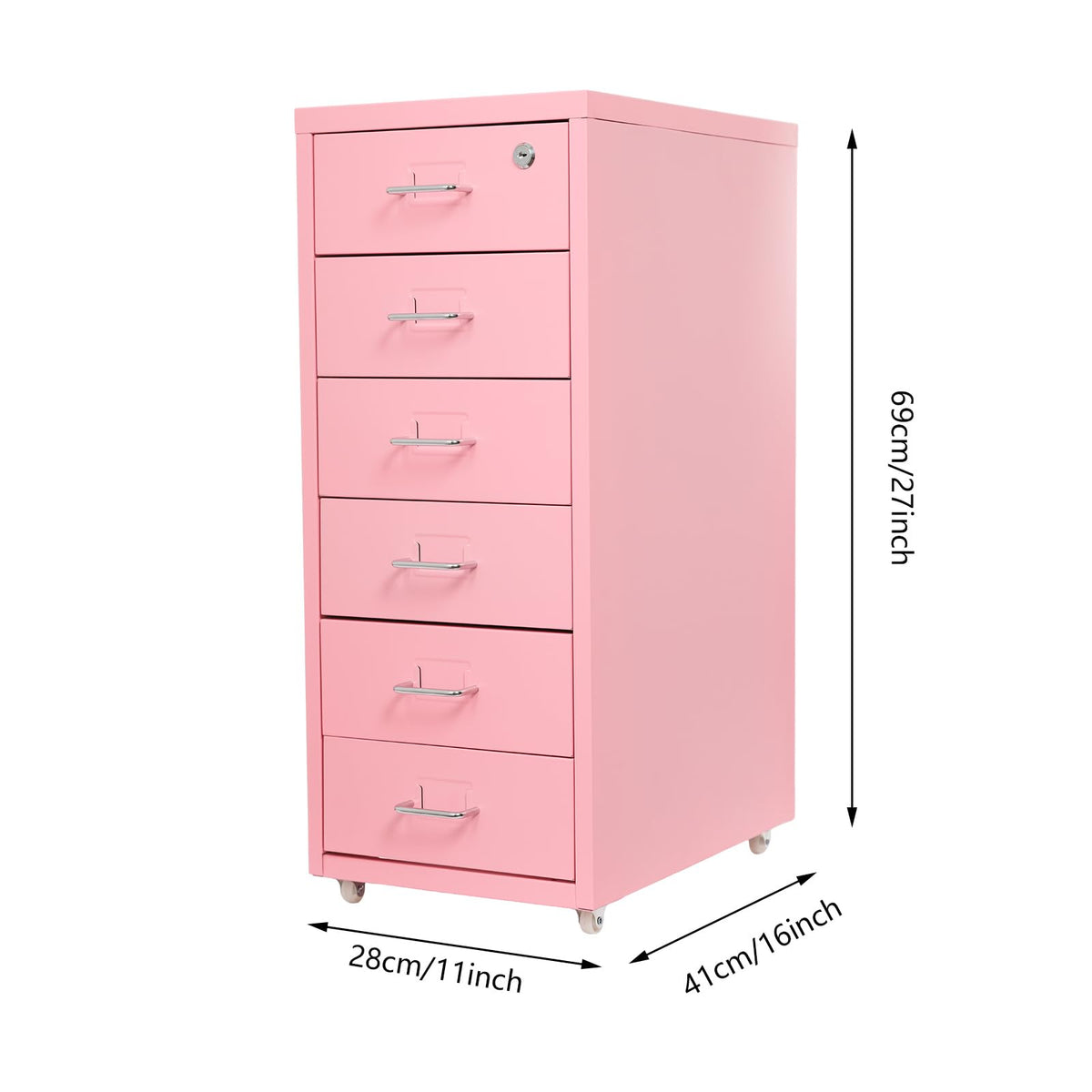 6 Drawer Lockable Metal Mobile File Cabinet with 4 Wheels X71291