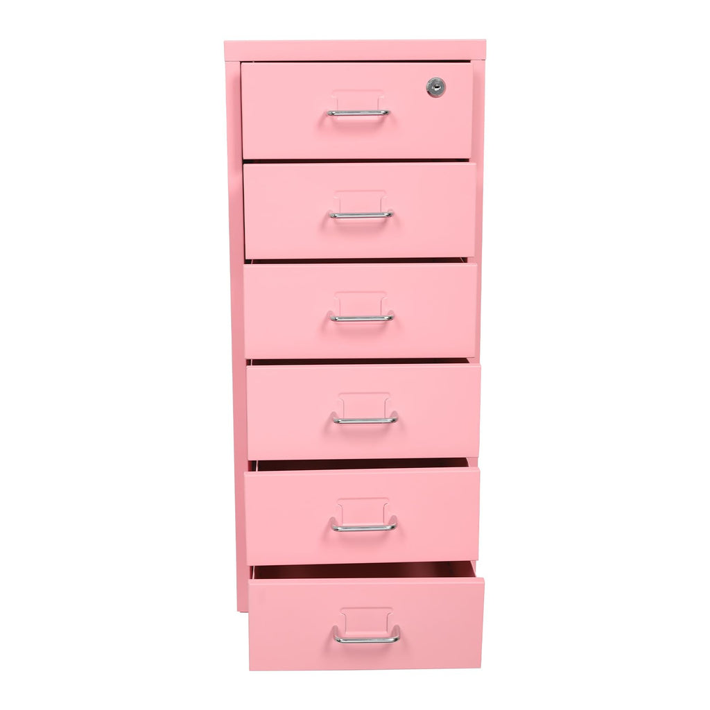 6 Drawer Lockable Metal Mobile File Cabinet with 4 Wheels X71291
