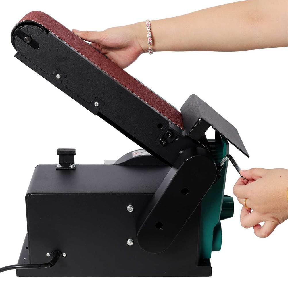 Benchtop Belt and Disc Sander, 4x36 Belt & 6" Disc, 0–90° Adjustable Table, Cast Iron Base, 120V Heavy Duty Sanding Machine L99213
