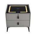 Light Gray 2 Drawer LED Nightstand with Wireless Charging X924
