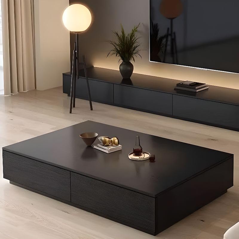 Black Wooden Coffee Table with Storage Drawers C47875