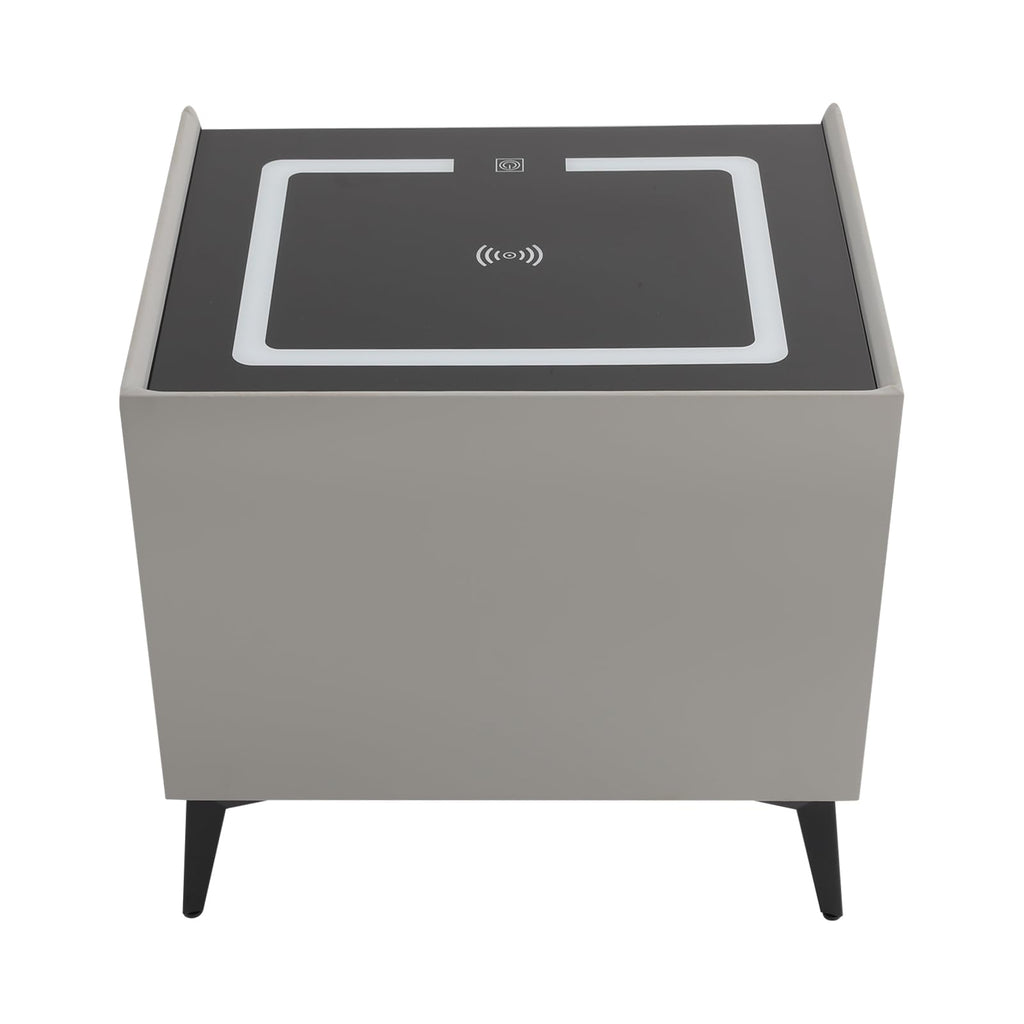 Light Gray 2 Drawer LED Nightstand with Wireless Charging X924