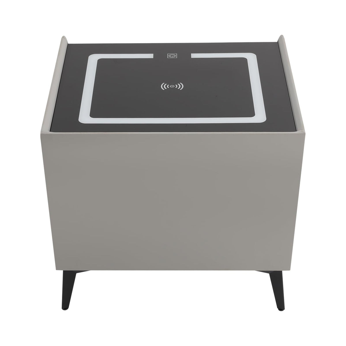 Light Gray 2 Drawer LED Nightstand with Wireless Charging X924