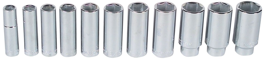 1/2 Inch Drive 11 Piece 6 Point Deep Socket Set H25698