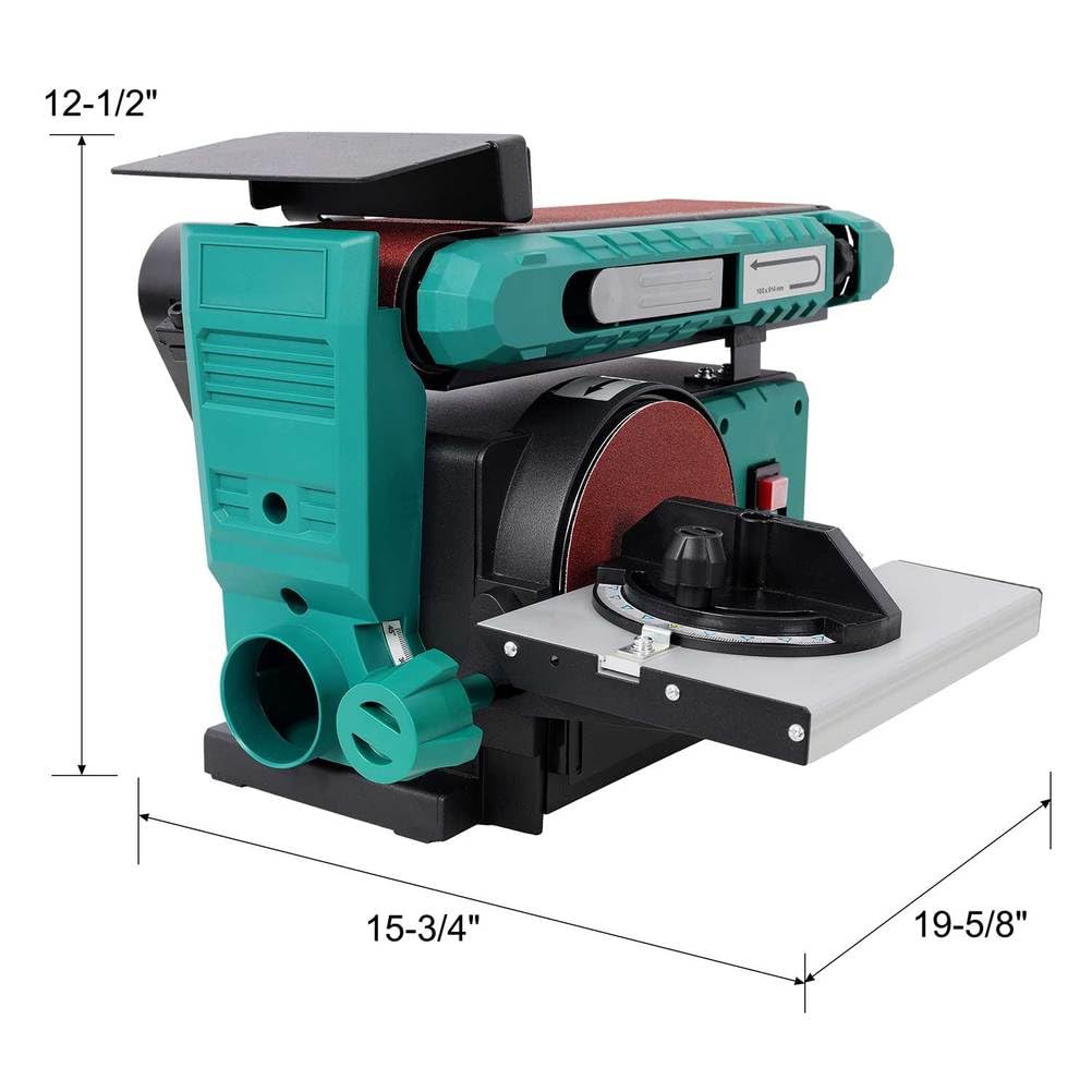Benchtop Belt and Disc Sander, 4x36 Belt & 6" Disc, 0–90° Adjustable Table, Cast Iron Base, 120V Heavy Duty Sanding Machine L99213
