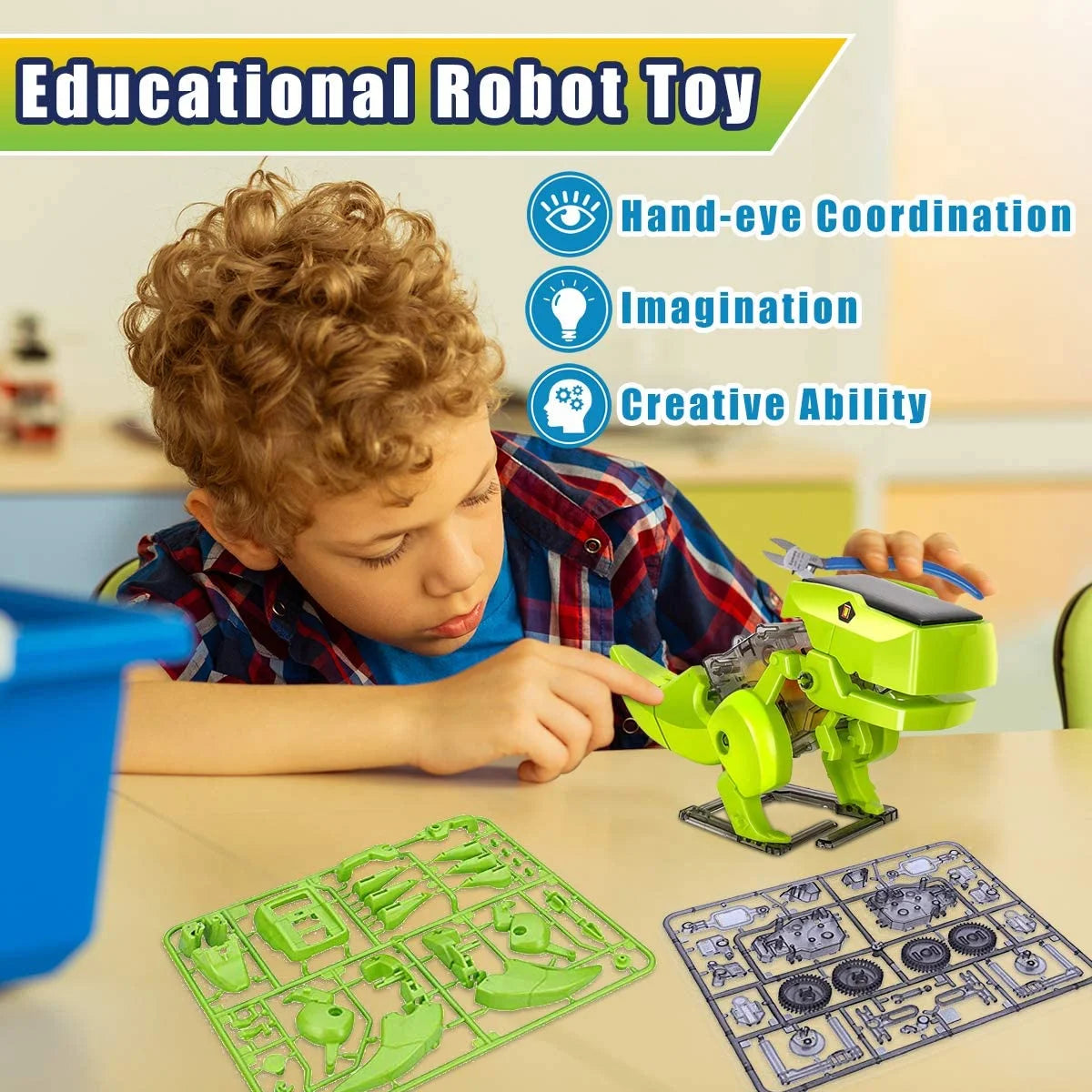 STEM Robot Building Toy Science Kit 3 in 1 Solar Dinosaur Desk Robot K5796