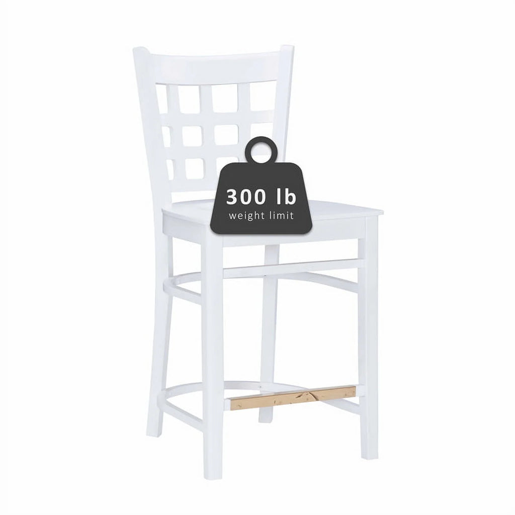 White Beech Wood Set of Two Counter Stools O91927
