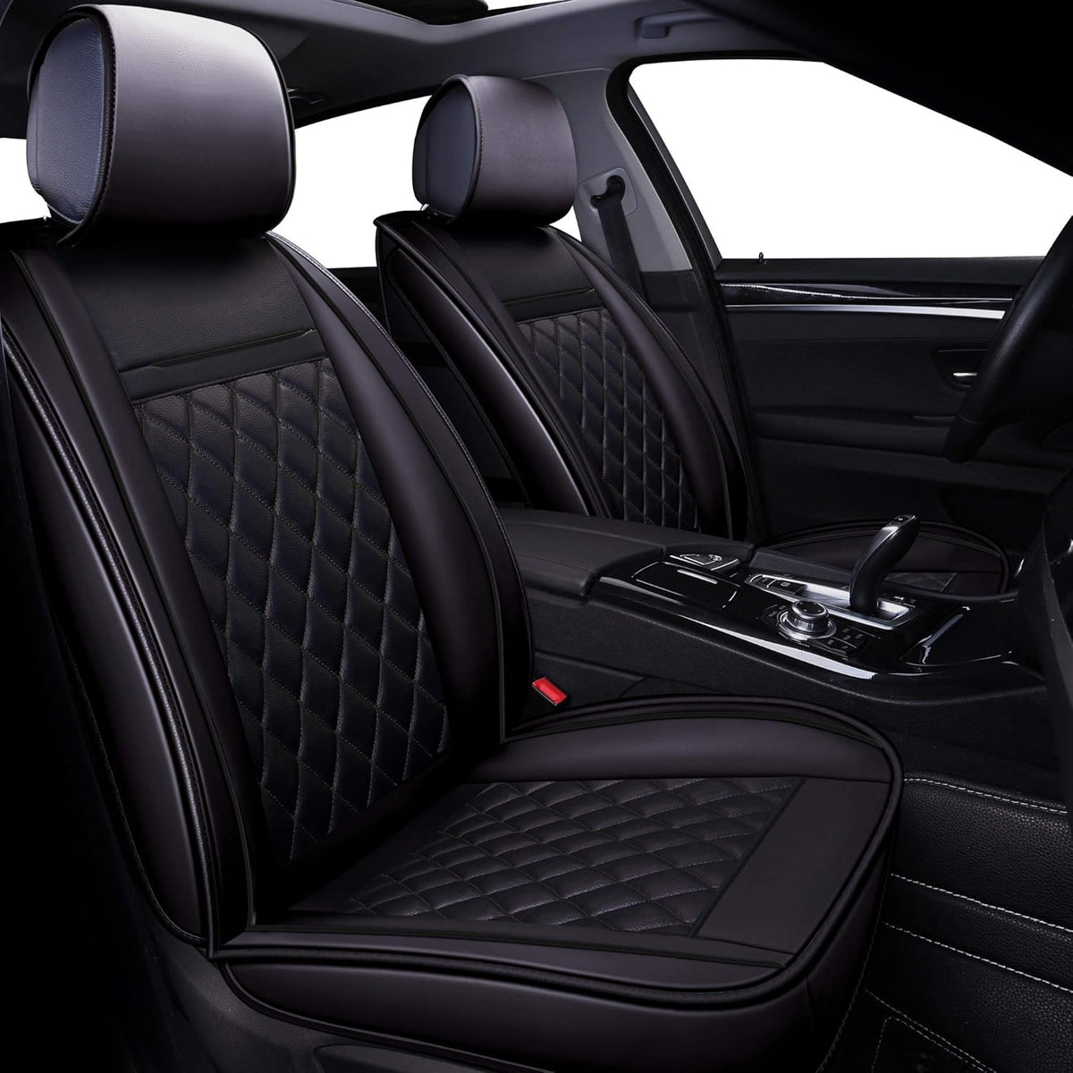 Black Red 2 pcs Car Seat Covers C25632