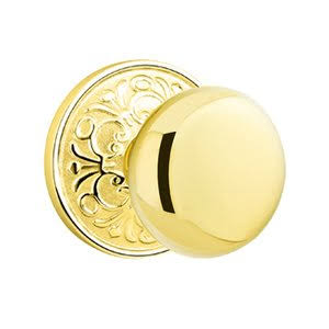 Double Dummy Door Knob with Lancaster Rose in Unlacquered Brass N5735