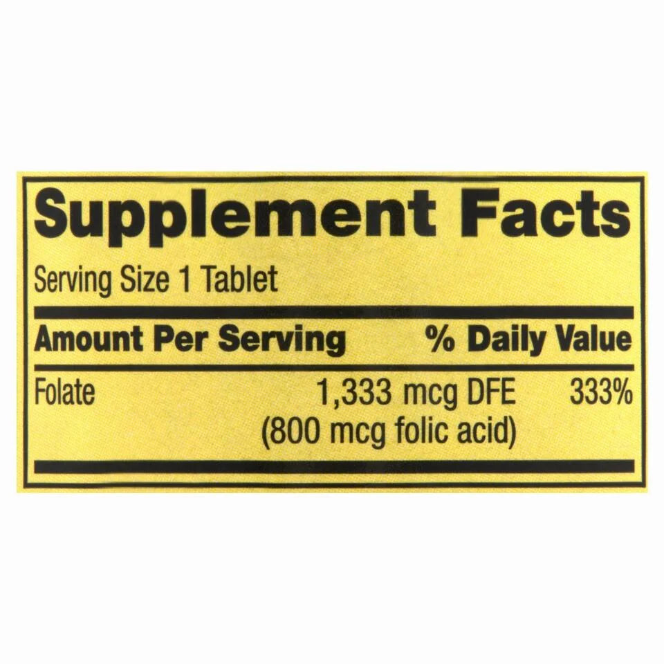 Folate 1,333 Mcg Supplement 400 Tablets E78295