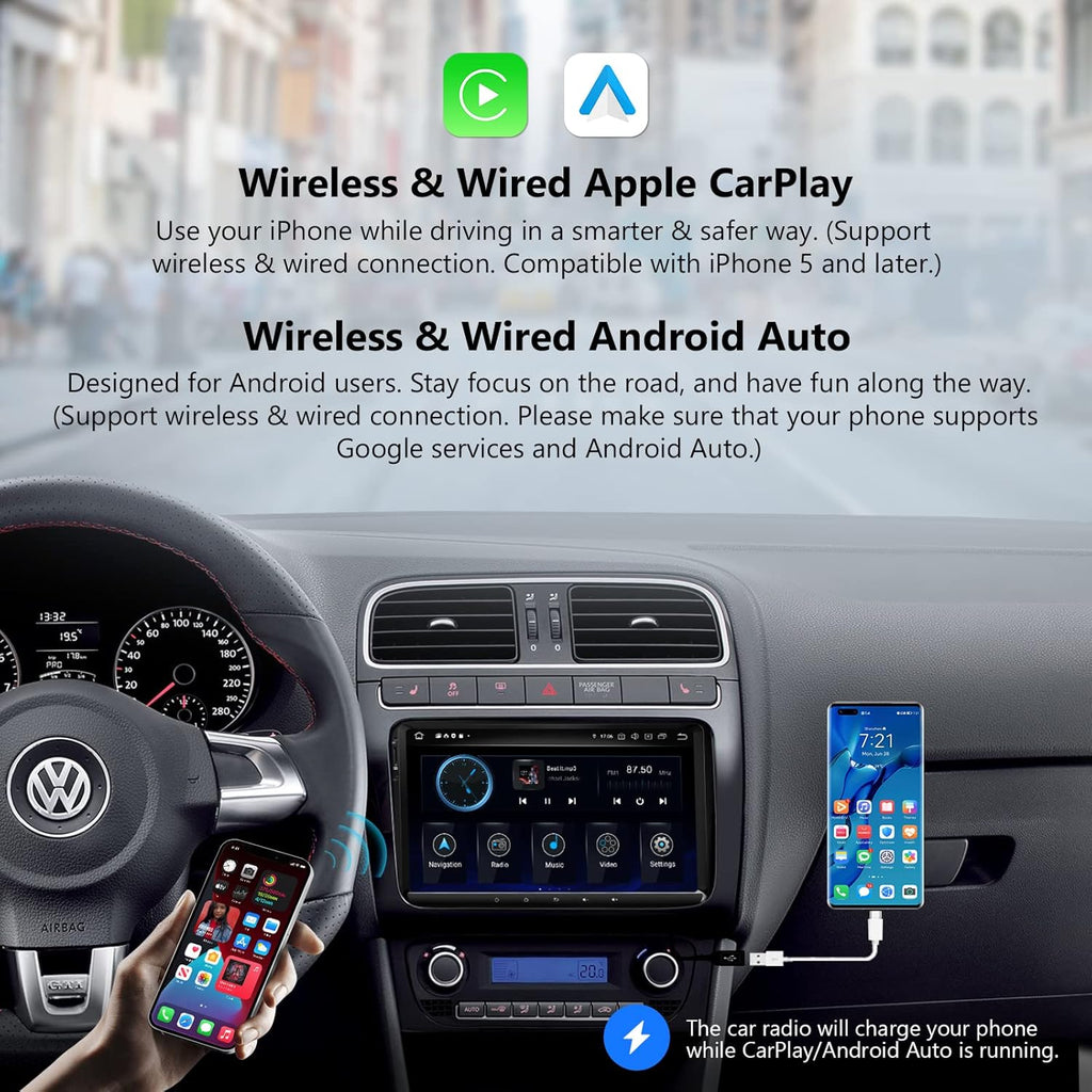 9 Inch Double Din Car Stereo Receiver with CarPlay and Android Auto N2537