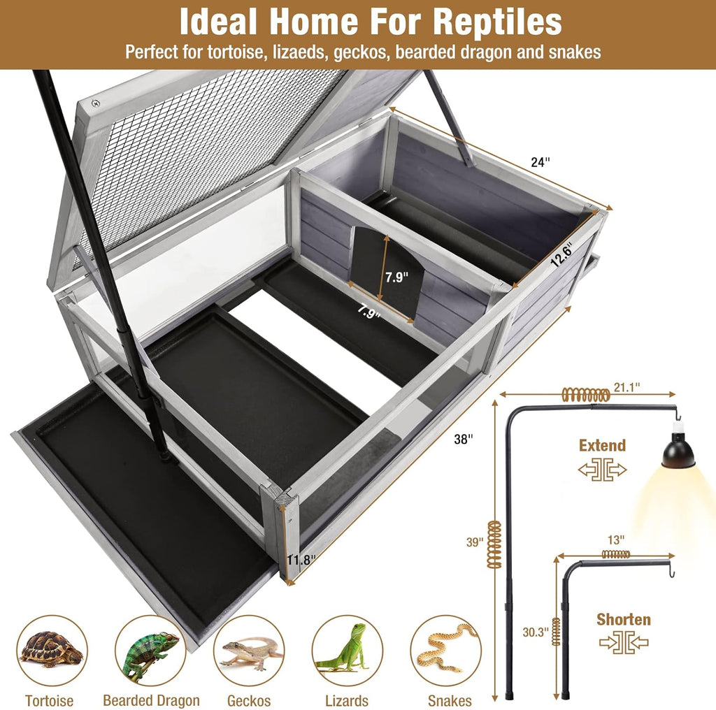 Wooden Tortoise House Habitat with Light Support P873