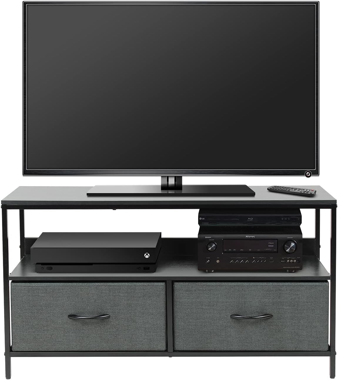 Brown Steel Frame Wood Top TV Stand Cabinet X819274