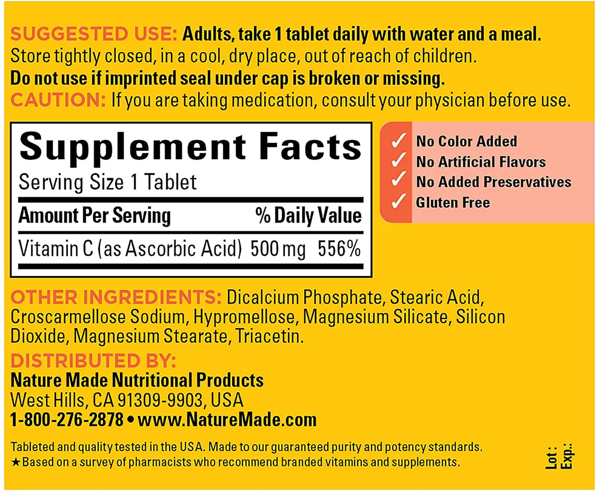 Vitamin C 500 mg Caplets 250 ea N223510