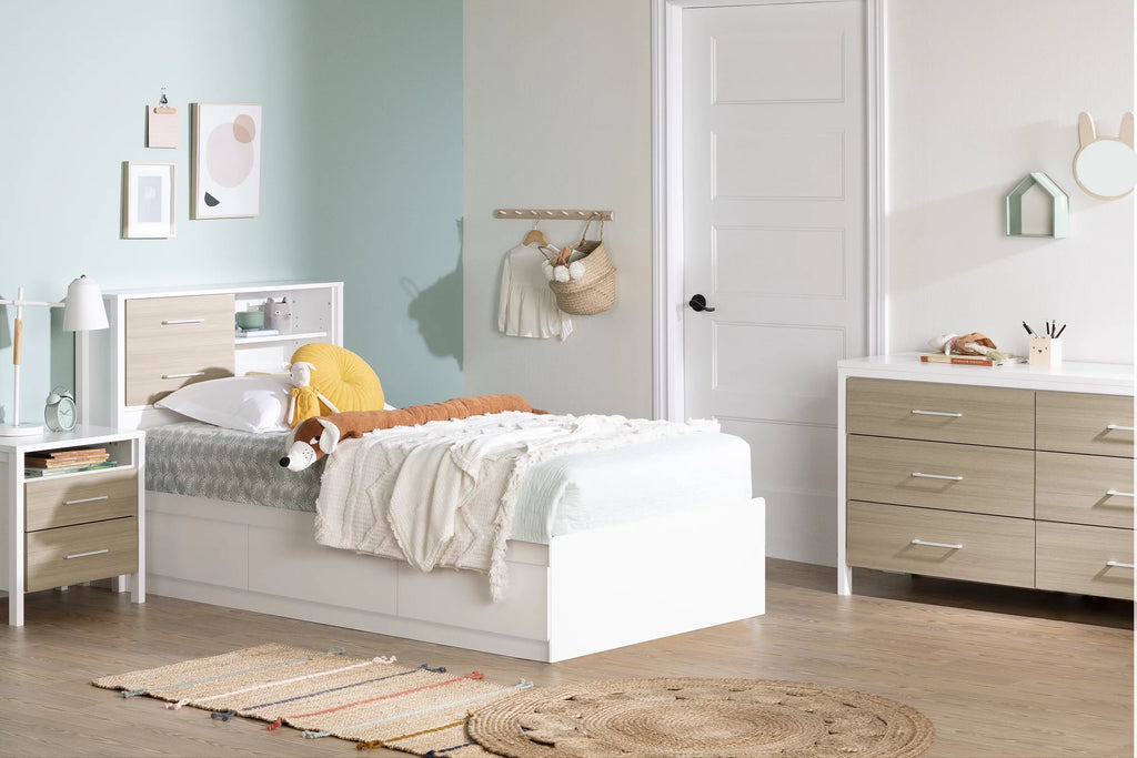 White Twin Metal Storage Bed I555
