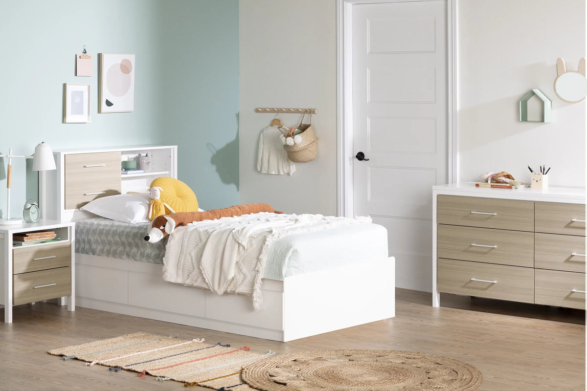 White Twin Metal Storage Bed I555