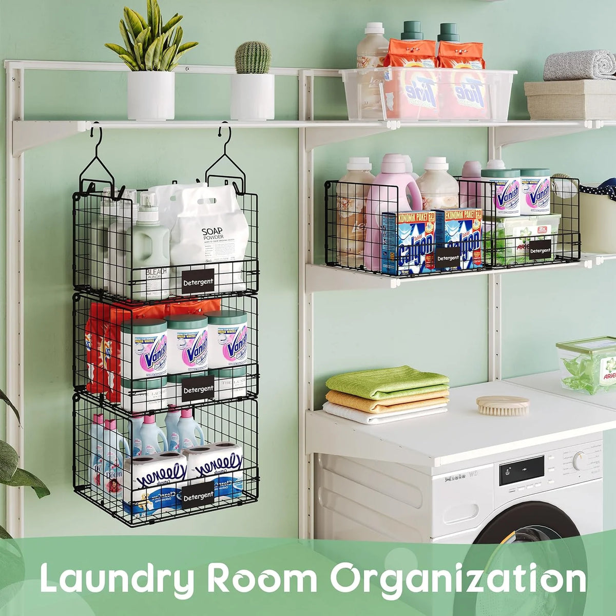 5 Tiers Hanging Closet Shelves Organizer with S Hooks H38358