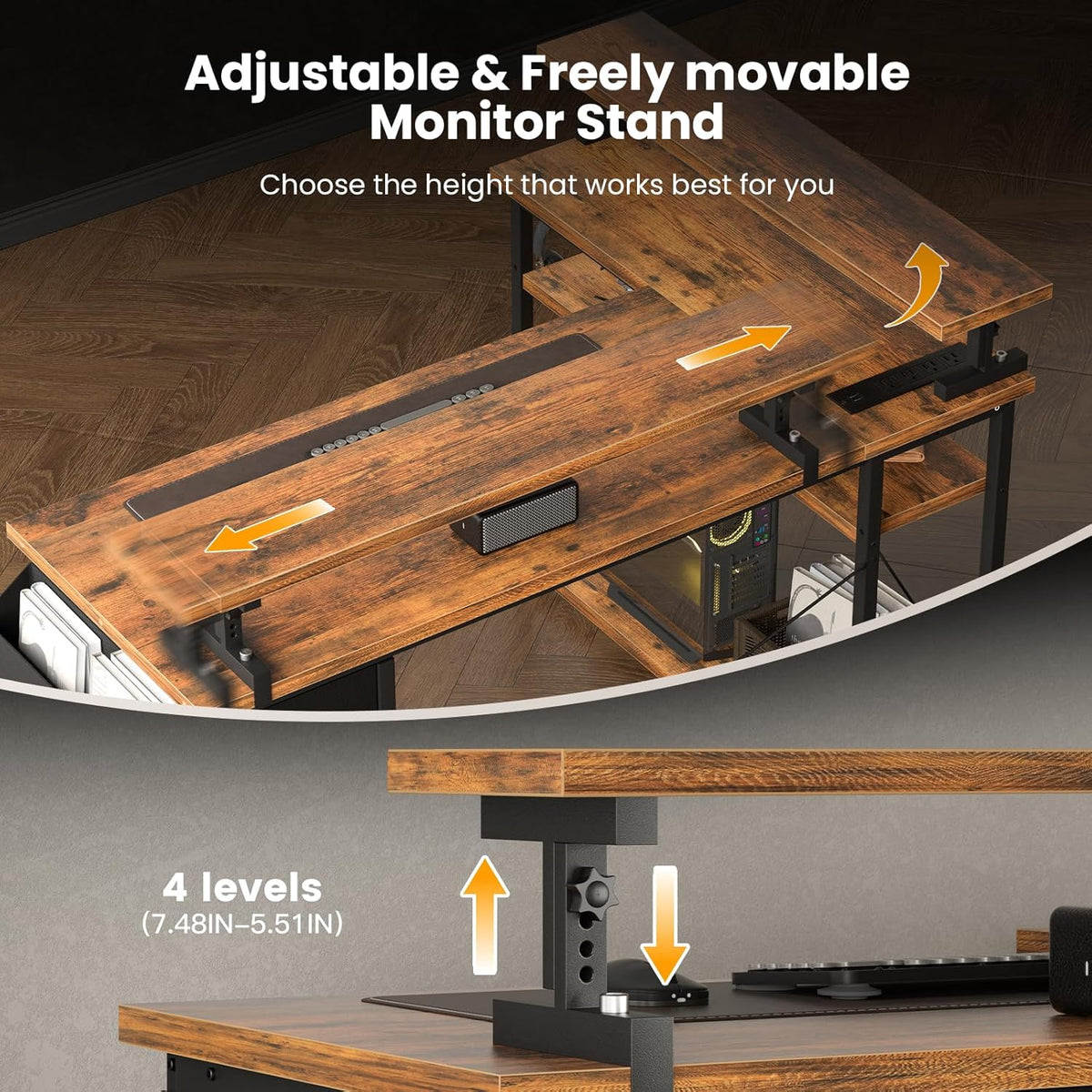 47 Inch L Shaped Computer Desk with RGB Lights Z4251