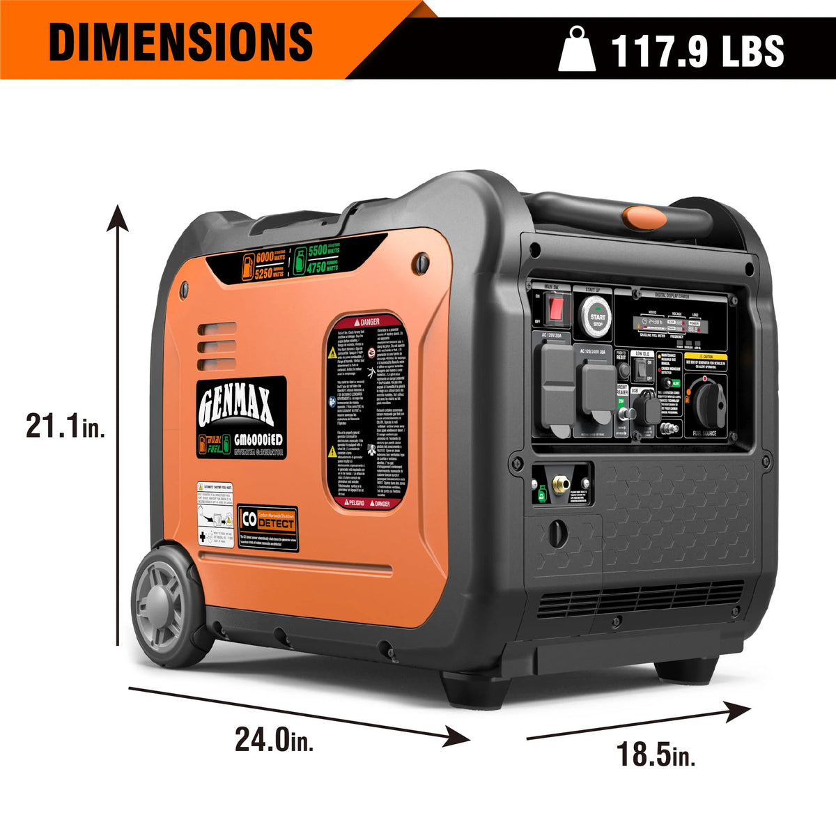 6000W Dual Fuel Portable Inverter Generator with Remote/Electric Start I226969