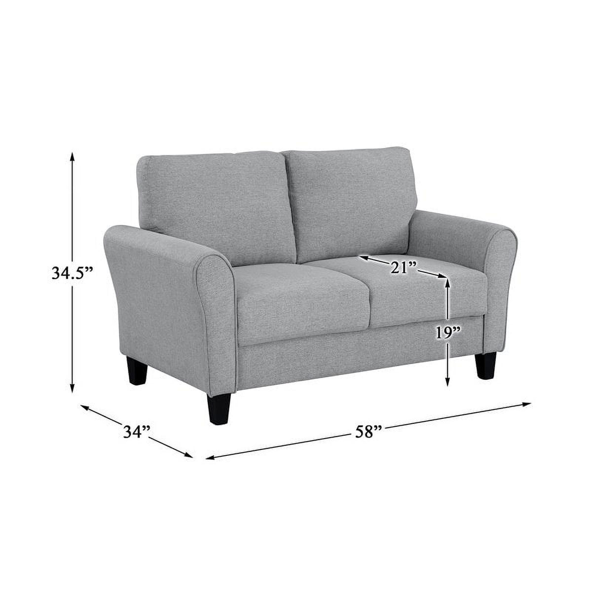Transitional Solid Wood and Polyester Love Seat in Dark Gray/Black S958865