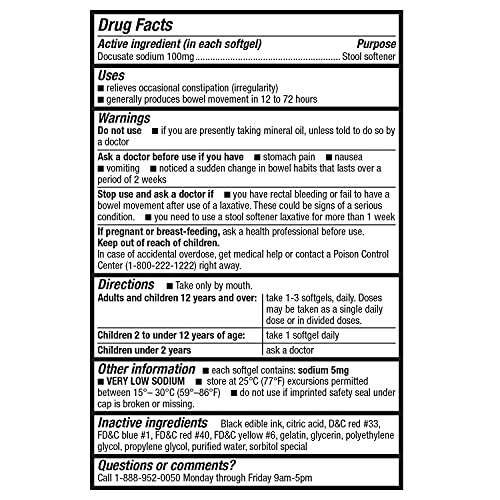 400 Counts Docusate Sodium 100mg Capsules Q8011