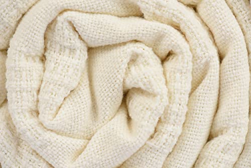 100% Cotton Thermal Blanket (74x100 in, White) A889