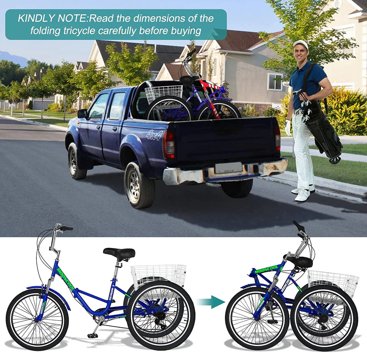 7 Speed Folding Adult Tricycle with Basket E2399