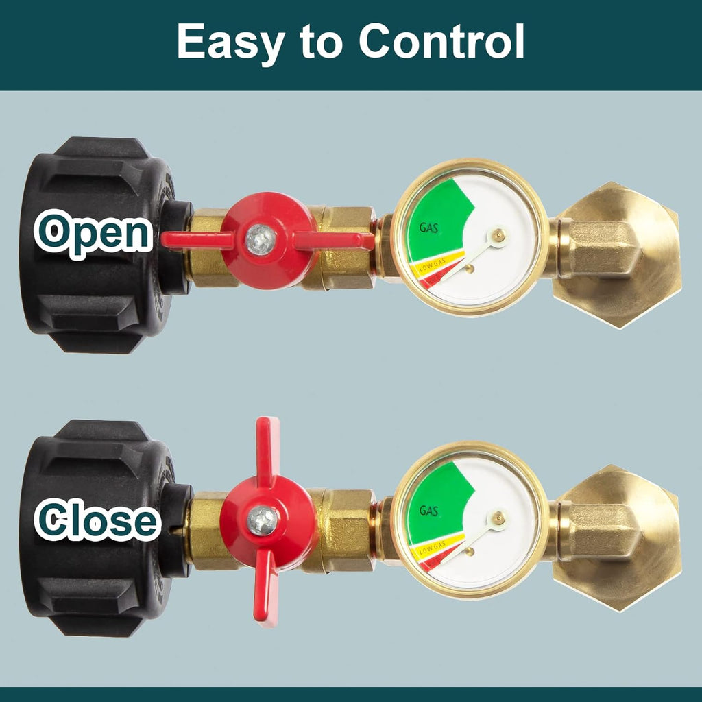 Propane Refill Adapter with Valve and Gauge, Brass S141
