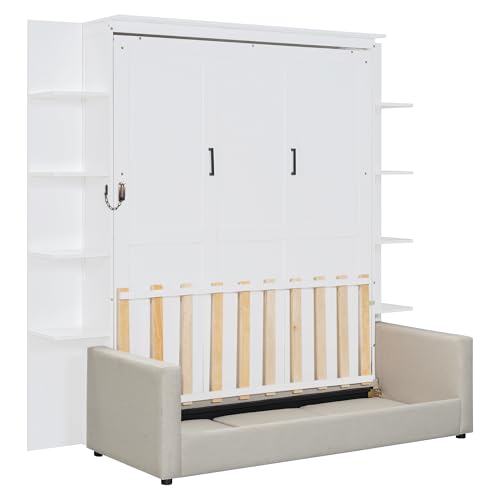 Queen Size Gray Murphy Bed with Sofa M5912