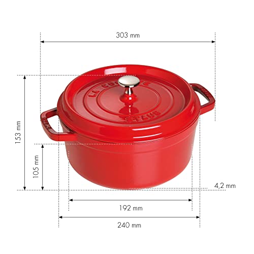 4 Qt. Round Cocotte Cherry Red E9296