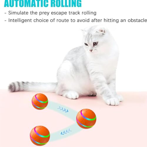 Remote Control Self Rolling Jiggle Ball Toy For Dogs (Orange) S2391