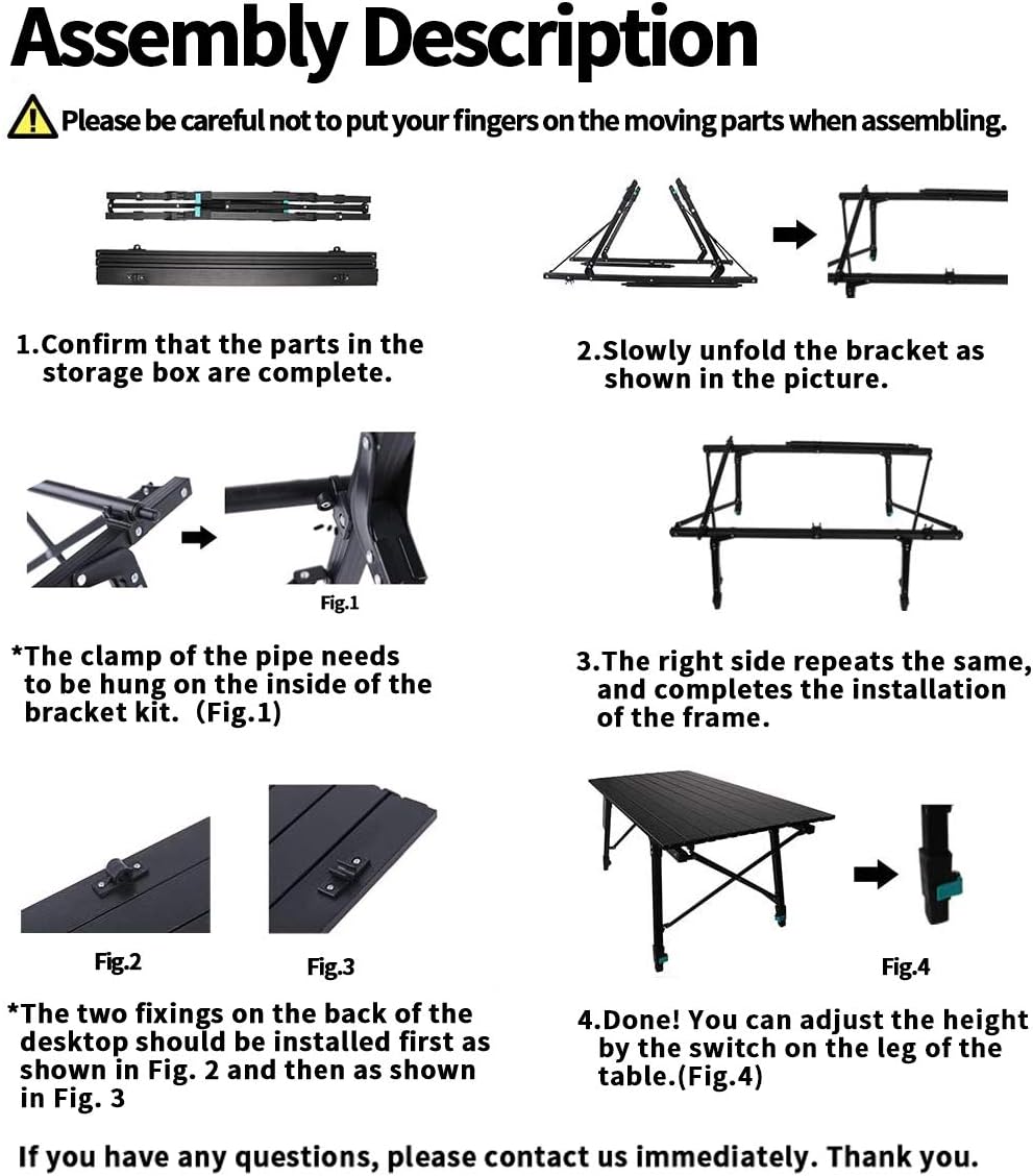 Height Adjustable Aluminum Folding Camping Table with Carry Bag Y942118