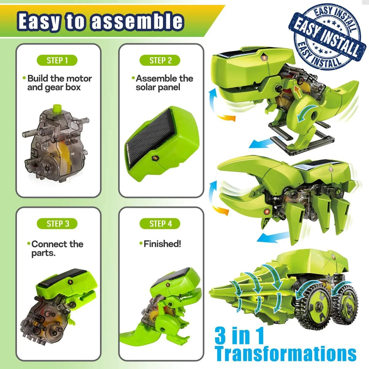 STEM Robot Building Toy Science Kit 3 in 1 Solar Dinosaur Desk Robot K5796