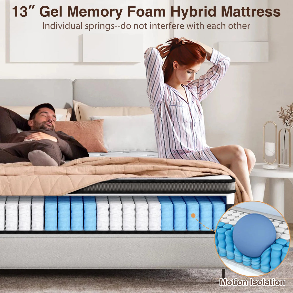 13 Inch Hybrid Innerspring Mattress with Memory Foam E15517