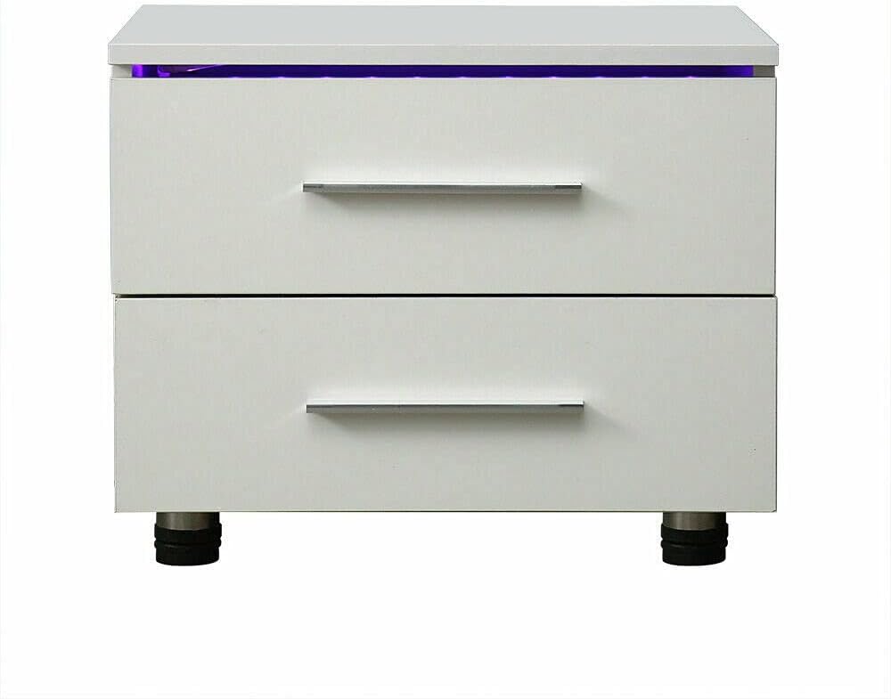 High Gloss 2 Drawer LED Nightstand Cabinet J314175