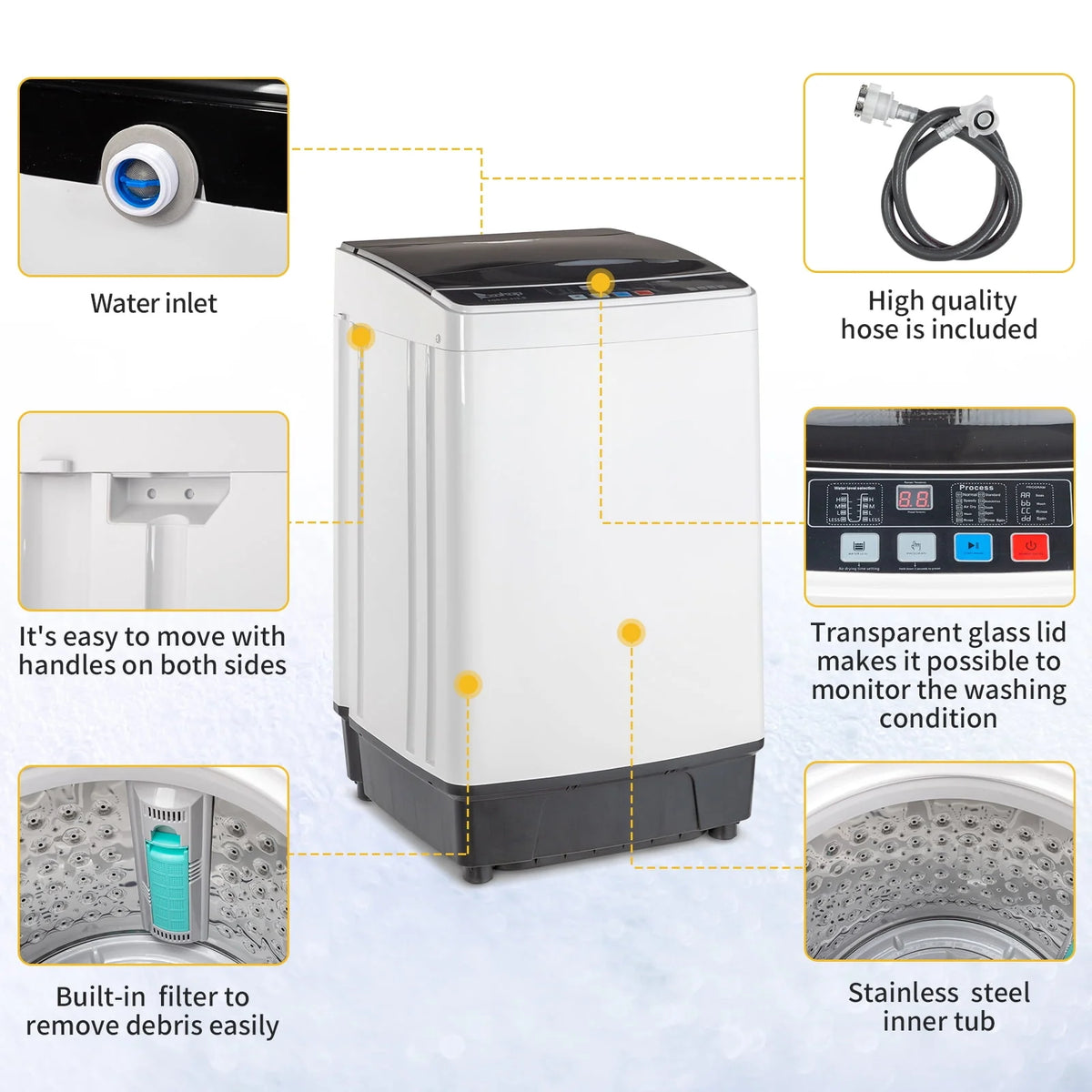 17.6Lbs Top Load Portable Washer with Drain Pump V9193