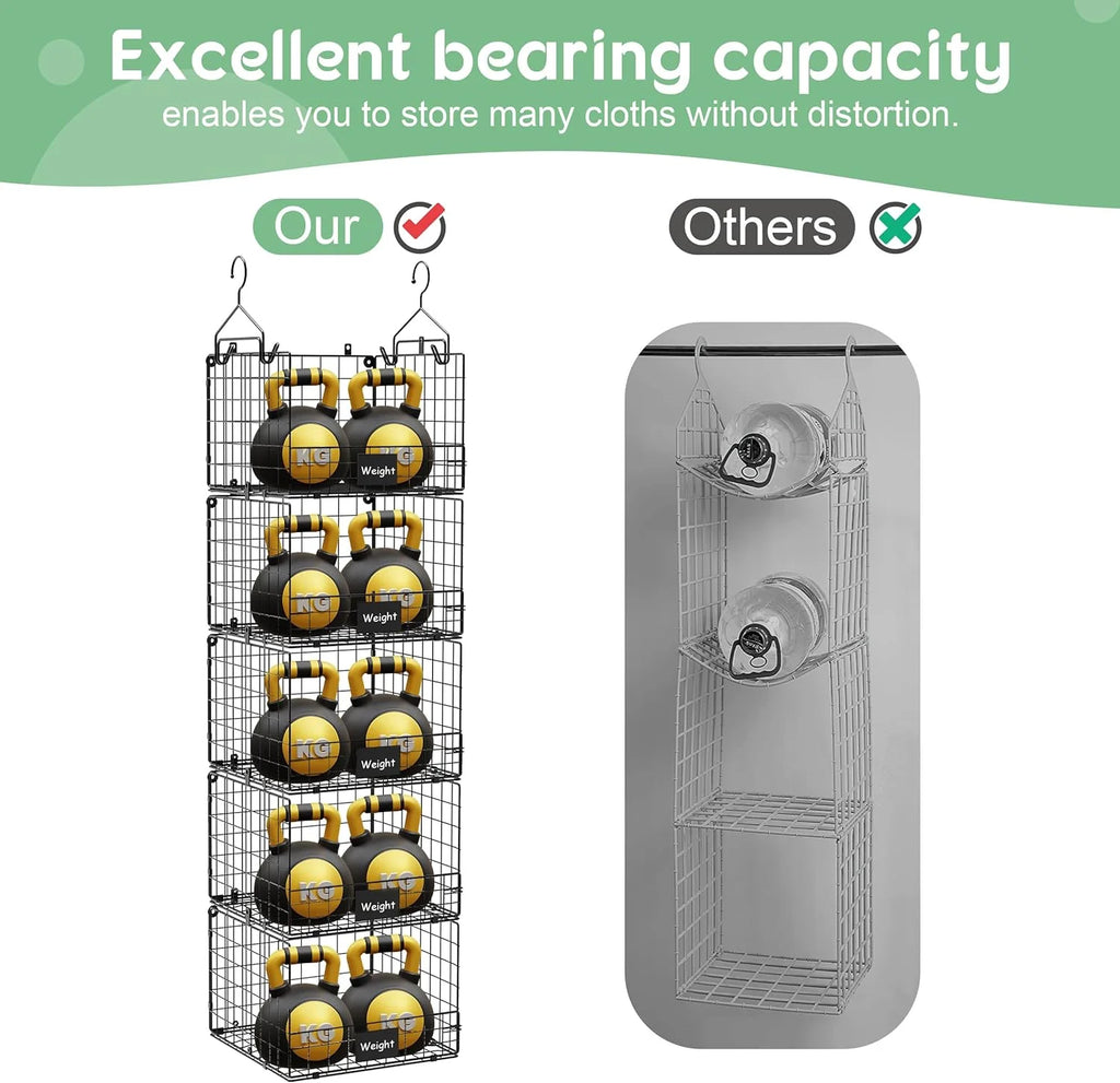 5 Tiers Hanging Closet Shelves Organizer with S Hooks H38358