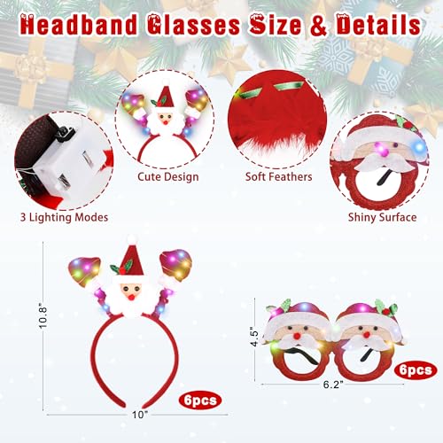 Light Up Christmas Necklace Headband Glasses Set Y82387