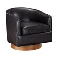 Brown Faux Leather Wood Base Swivel Chair F500