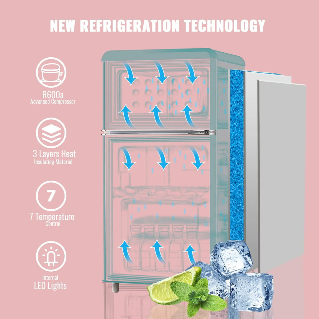 3.5 Cu.ft Blue Mini Fridge with Freezer Z637236