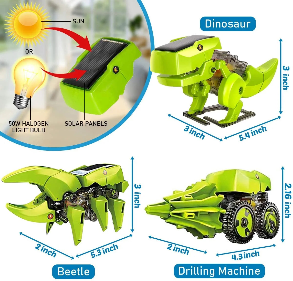 STEM Robot Building Toy Science Kit 3 in 1 Solar Dinosaur Desk Robot K5796