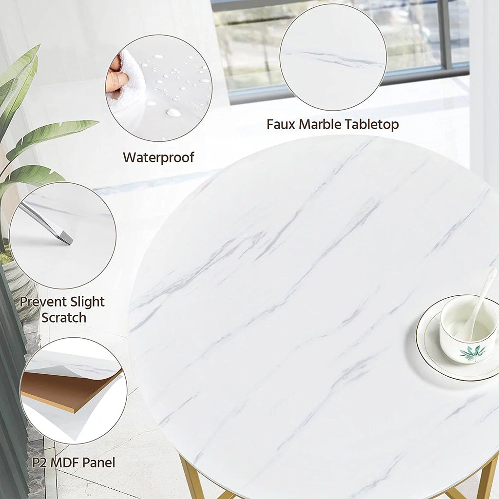 Marble Coffee Table with X-Base Metal Legs T41613