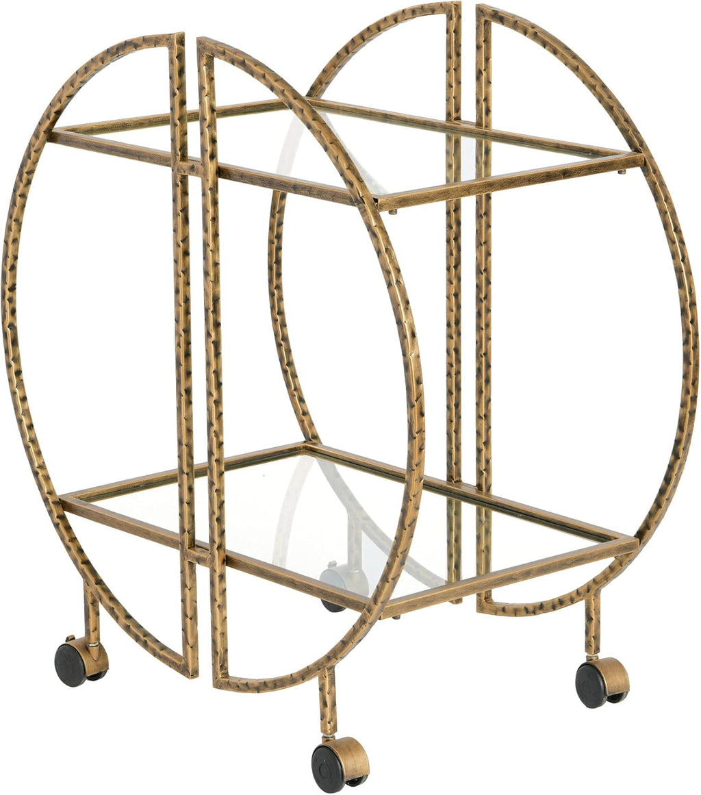 Hammered Brass Round Bar Cart B1195