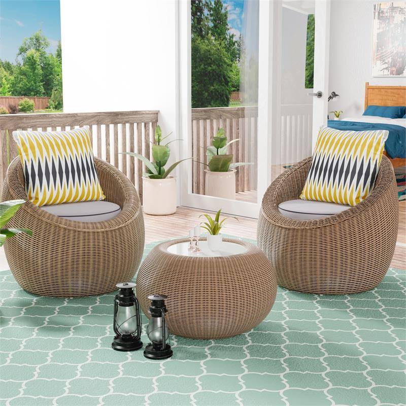 2-Piece Aluminum Patio Chair Set in Natural Brown R31011