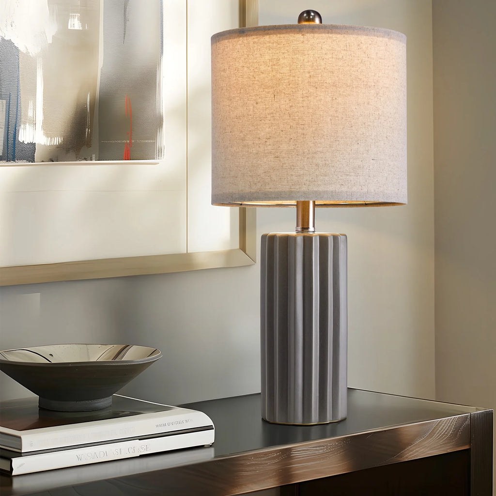 Ceramic Table Lamp Set of 2 Gray V510