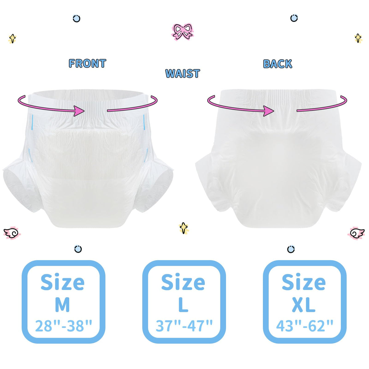 Diaper 10 Pieces Protective Underwear White 28"-38" W416